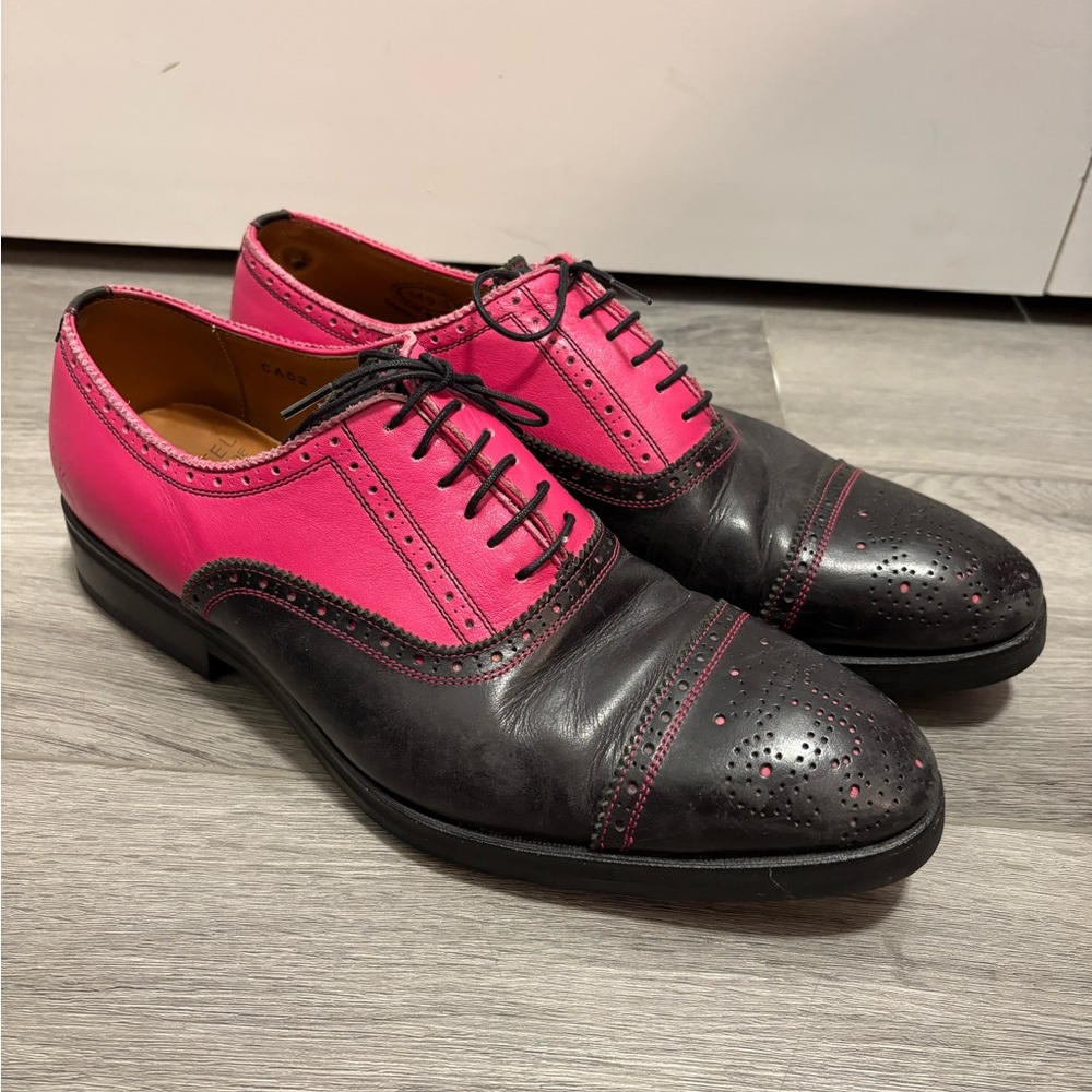 John Fluevog Men’s Pink and Black Oxfords